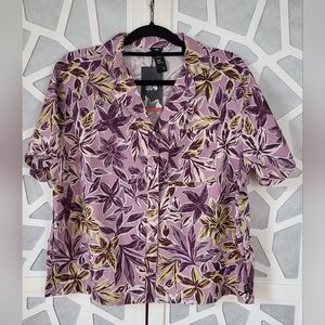 Mountain Hardwear Women's Floral Button-Front Shirt in Mauve, Plum & Yellow